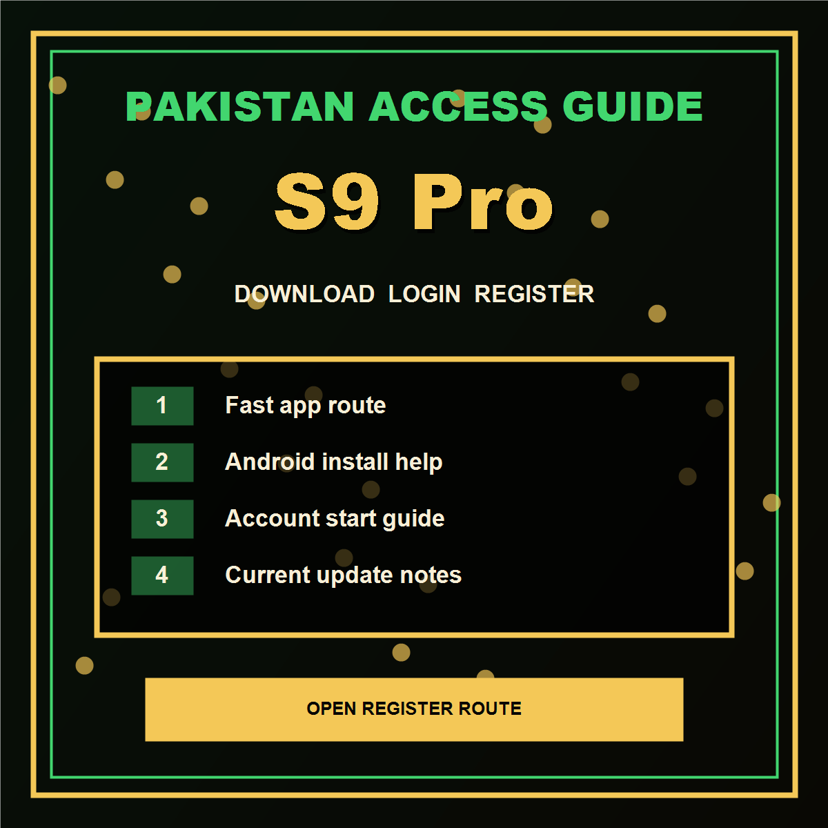 S9 Pro Pakistan download guide and account help visual